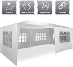 MaxxGarden Partytent - Paviljoen - 300 X 600 X 250 Cm - Met Zijwanden - Waterdicht Pro - 32mm Buizen – Wit -Fijne Tuinmeubelwinkel 1200x1108
