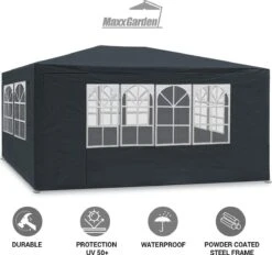 MaxxGarden Partytent - Paviljoen - 3x4m - Incl. Zijwanden - Waterdicht - Antraciet 13 MaxxGarden Partytent - Paviljoen - 3x4m - Incl. Zijwanden - Waterdicht - Antraciet -Fijne Tuinmeubelwinkel 1200x1129 3