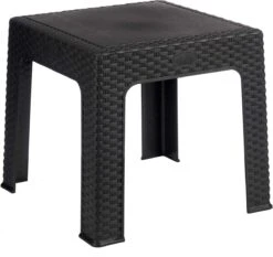 Rotan Bijzettafeltje/plantenverhoger Antraciet Grijs 47 X 47 X 42 Cm Voor Binnen/buiten