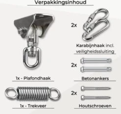 LFSY - Ophangsysteem - Universele Plafondhaak - Hangstoelen Binnen & Buiten - Ophanghaak – Bokszakken - Verandastoel - Zware Veer - RVS – 450kg – M8 12 LFSY - Ophangsysteem - Universele Plafondhaak - Hangstoelen Binnen & Buiten - Ophanghaak – Bokszakken - Verandastoel - Zware Veer - RVS – 450kg – M8 -Fijne Tuinmeubelwinkel 1200x1131 2
