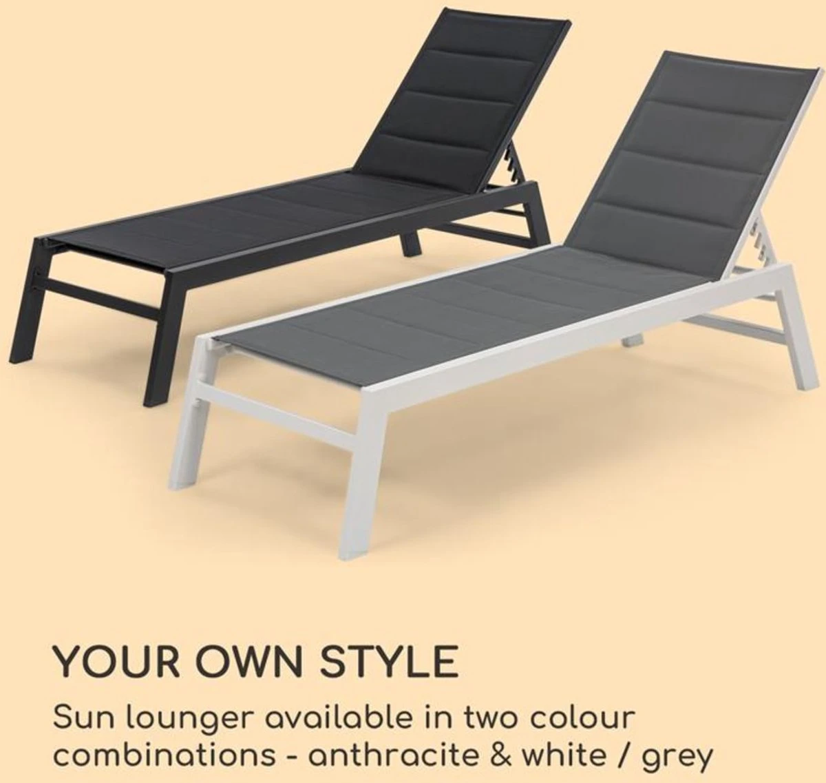 Blumfeldt Renazzo Lounge Ligstoel - Ligbed Voor De Tuin - Aluminium Tuinstoel - 6 Standen - Waterafstotend - Bekleding Van 70 % Pvc En 30 % Polyetheen - Grijs 4 Blumfeldt Renazzo Lounge Ligstoel - Ligbed Voor De Tuin - Aluminium Tuinstoel - 6 Standen - Waterafstotend - Bekleding Van 70 % Pvc En 30 % Polyetheen - Grijs - Afbeelding 4