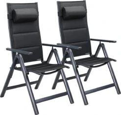 Casaria Tuinstoel Aluminium - 2 Stuks Inklapbaar - Antraciet