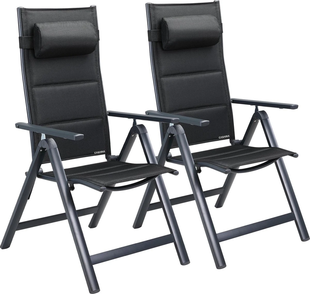 Casaria Tuinstoel Aluminium - 2 Stuks Inklapbaar - Antraciet 1 Casaria Tuinstoel Aluminium - 2 Stuks Inklapbaar - Antraciet