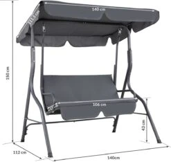 Merkloos Casaria Hollywood Schommel - Antraciet - Incl. Zonnekap 9 Merkloos Casaria Hollywood Schommel - Antraciet - Incl. Zonnekap -Fijne Tuinmeubelwinkel 1200x1139