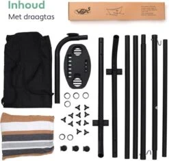 Vita5 Hangmat Met Standaard – 2 Persoons – Incl. Bekerhouder – 205kg Draaggewicht – Blauw/Wit/Bruin -Fijne Tuinmeubelwinkel 1200x1143 4