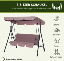 Outsunny Hollywoodschommel 3-zits Tuinschommel Schommelbank Met Dak 3 Kleuren 84A-054 -Fijne Tuinmeubelwinkel 1200x1147