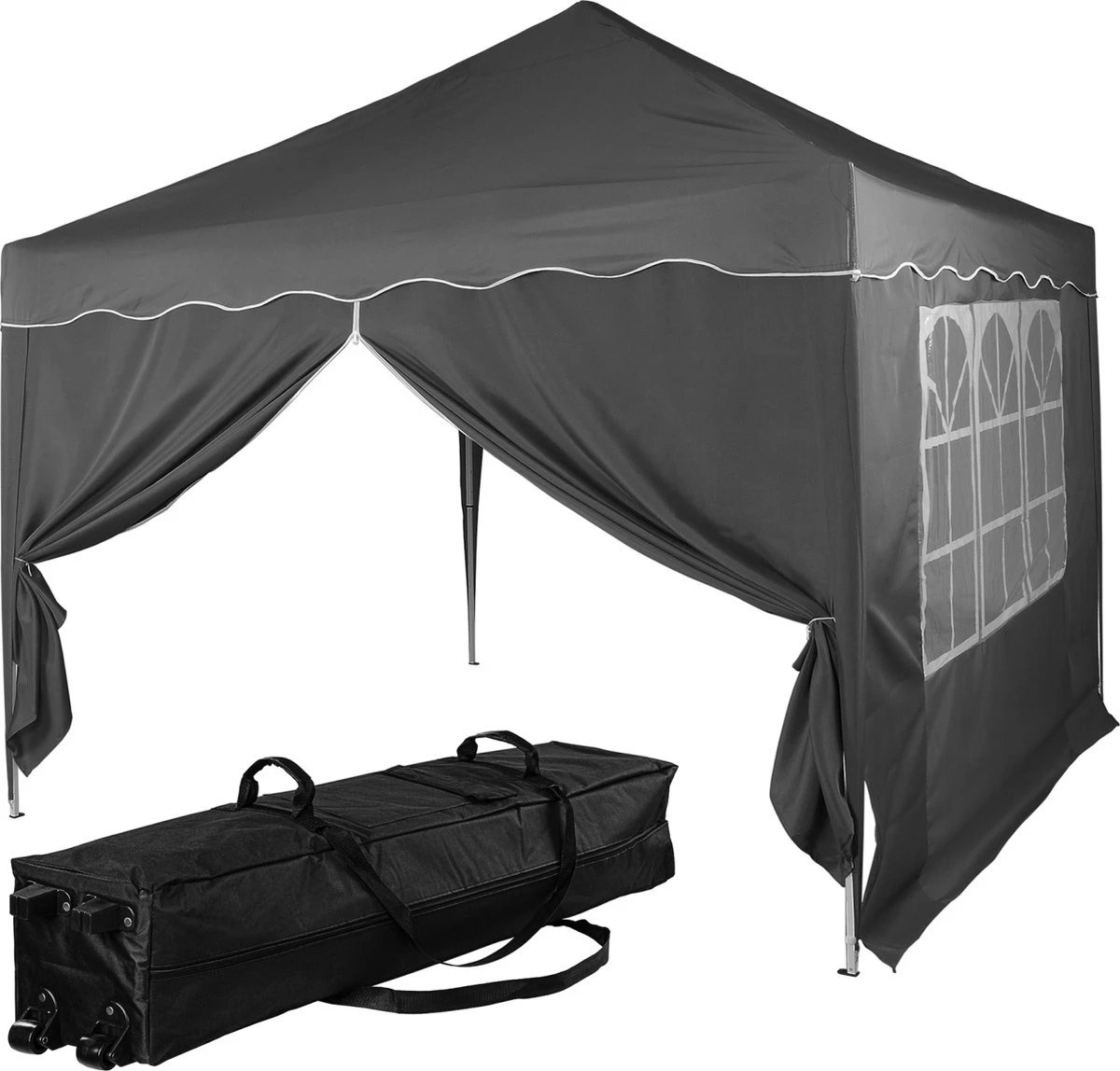 Easy Up Partytent - Partytent - Paviljoen - Partytent Opvouwbaar - Partytent 3x3 - Partytent Met Zijwanden - Inclusief Trolley - Waterdicht - UV 50+ Bescherming - Met Ramen - 16 Kg - Staal - Antraciet - 300 X 300 Cm 1 Easy Up Partytent - Partytent - Paviljoen - Partytent Opvouwbaar - Partytent 3x3 - Partytent Met Zijwanden - Inclusief Trolley - Waterdicht - UV 50+ Bescherming - Met Ramen - 16 Kg - Staal - Antraciet - 300 X 300 Cm