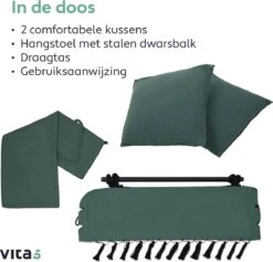 Vita5 XXL Hangstoel | Binnen&Buiten Hangnest | Incl. 2 Kussens En Boekenvak | Volwassenen&Kinderen | Hangmatstoel Tot 225kg | Donkergroen 20 Vita5 XXL Hangstoel | Binnen&Buiten Hangnest | Incl. 2 Kussens En Boekenvak | Volwassenen&Kinderen | Hangmatstoel Tot 225kg | Donkergroen -Fijne Tuinmeubelwinkel 1200x1152 2