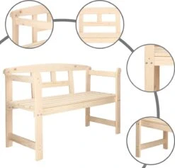 Merkloos Springos Tuinbank | Tuinbankje | Zitbank Buiten | Naaldhout | 119 X 78 X 45 Cm | Licht -Fijne Tuinmeubelwinkel 1200x1152