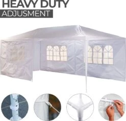 MaxxGarden Partytent - Paviljoen - 300 X 600 X 250 Cm - Met Zijwanden - Waterdicht Pro - 32mm Buizen – Wit -Fijne Tuinmeubelwinkel 1200x1153