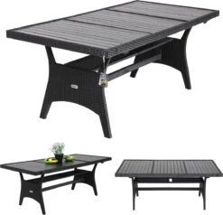 Casaria Polyrattan Tuintafel - WPC Tafelblad 190x90x74 Cm – Zwart 13 Casaria Polyrattan Tuintafel - WPC Tafelblad 190x90x74 Cm – Zwart -Fijne Tuinmeubelwinkel 1200x1154 1