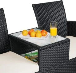 Casaria Polyrattan Tuinbank - Incl. Kussen - 143x55x88 Cm Zwart 15 Casaria Polyrattan Tuinbank - Incl. Kussen - 143x55x88 Cm Zwart -Fijne Tuinmeubelwinkel 1200x1155