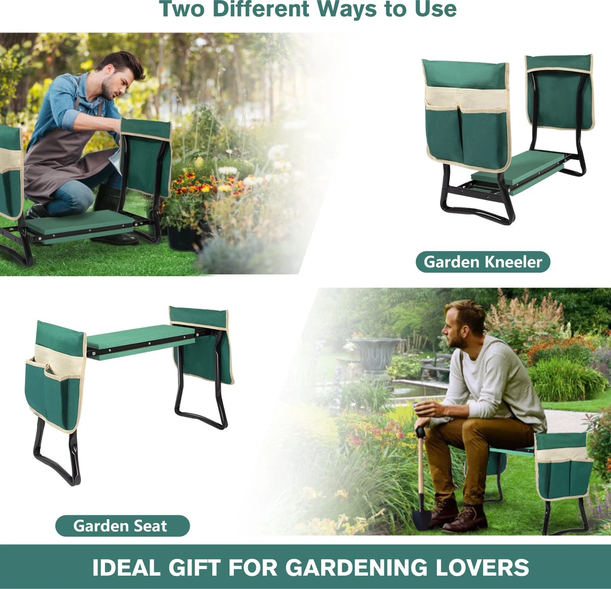 Uten - Kniebankje Tuin - Knie Steun - Tuinkruk Inklapbaar - Kniesteun Tuinieren - Kniekussen - Tot 150 Kg - Groen 11 Uten - Kniebankje Tuin - Knie Steun - Tuinkruk Inklapbaar - Kniesteun Tuinieren - Kniekussen - Tot 150 Kg - Groen - Afbeelding 11