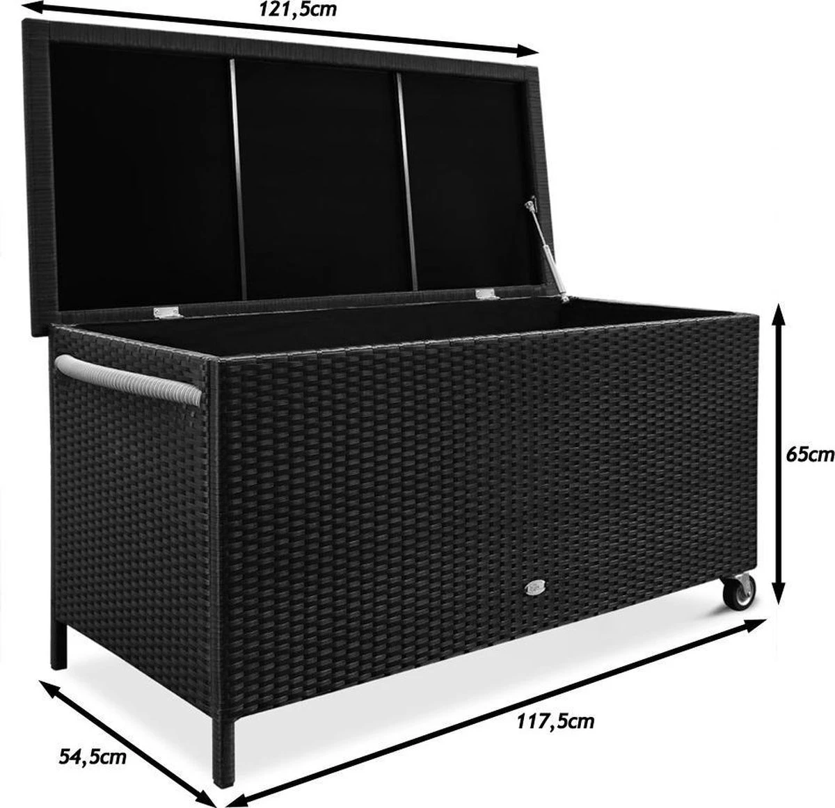 Casaria Wicker Opbergbox - Waterdicht 121,5cm Met Wielen - Grijs 2 Casaria Wicker Opbergbox - Waterdicht 121,5cm Met Wielen - Grijs - Afbeelding 2