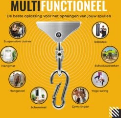 Itstrong® Plafondhaak Ophangsysteem Voor Binnen & Buiten – Ophanghaak Voor Bokszak – Schommel – Schommelstoel – Hangstoel - RVS 9 Itstrong® Plafondhaak Ophangsysteem Voor Binnen & Buiten – Ophanghaak Voor Bokszak – Schommel – Schommelstoel – Hangstoel - RVS -Fijne Tuinmeubelwinkel 1200x1166