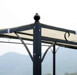 Outsunny Pergola Partytent Paviljoen Overkapping Tent Metaal Crème 297x297 Cm 84C-038 -Fijne Tuinmeubelwinkel 1200x1175 2