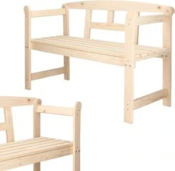 Merkloos Springos Tuinbank | Tuinbankje | Zitbank Buiten | Naaldhout | 119 X 78 X 45 Cm | Licht -Fijne Tuinmeubelwinkel 1200x1178