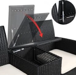 Casaria Tuinbank Polyrattan – 2 Zitter Incl. Tafel & Kussens – Zwart -Fijne Tuinmeubelwinkel 1200x1179 2