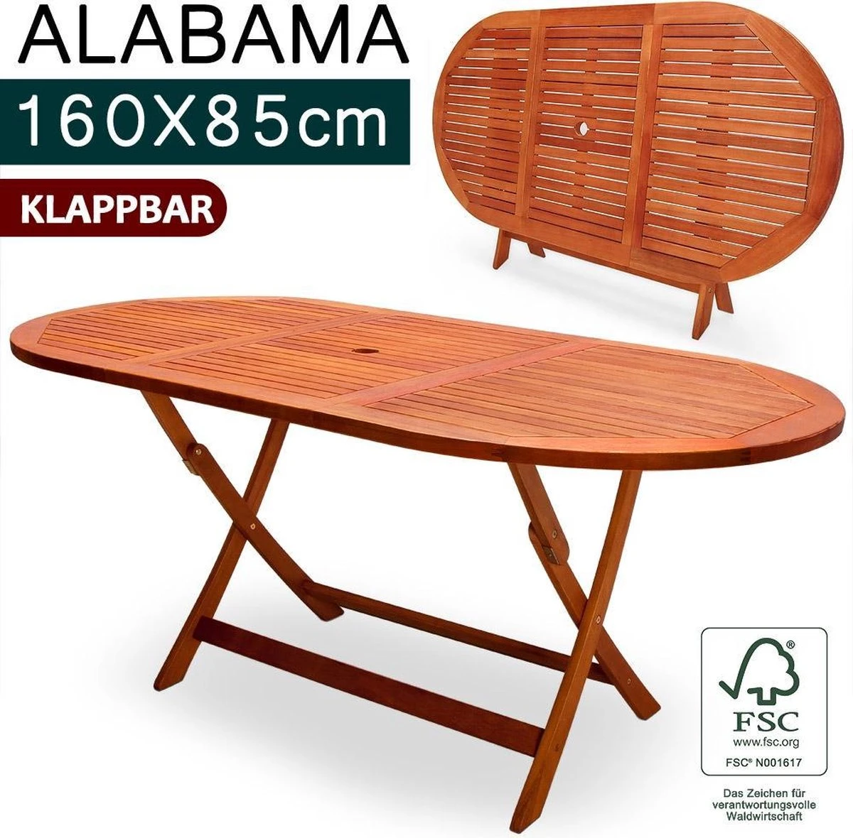 Merkloos Tuintafel Acaciahout - 160x85x75cm - FSC-gecertificeerd 6 Merkloos Tuintafel Acaciahout - 160x85x75cm - FSC-gecertificeerd - Afbeelding 6