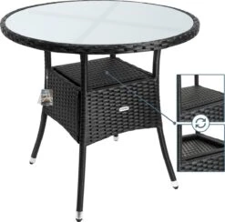 Casaria Polyrattan Bijzettafel 80cm Rond - 5mm Veiligheidsglas – Zwart 13 Casaria Polyrattan Bijzettafel 80cm Rond - 5mm Veiligheidsglas – Zwart -Fijne Tuinmeubelwinkel 1200x1185 3