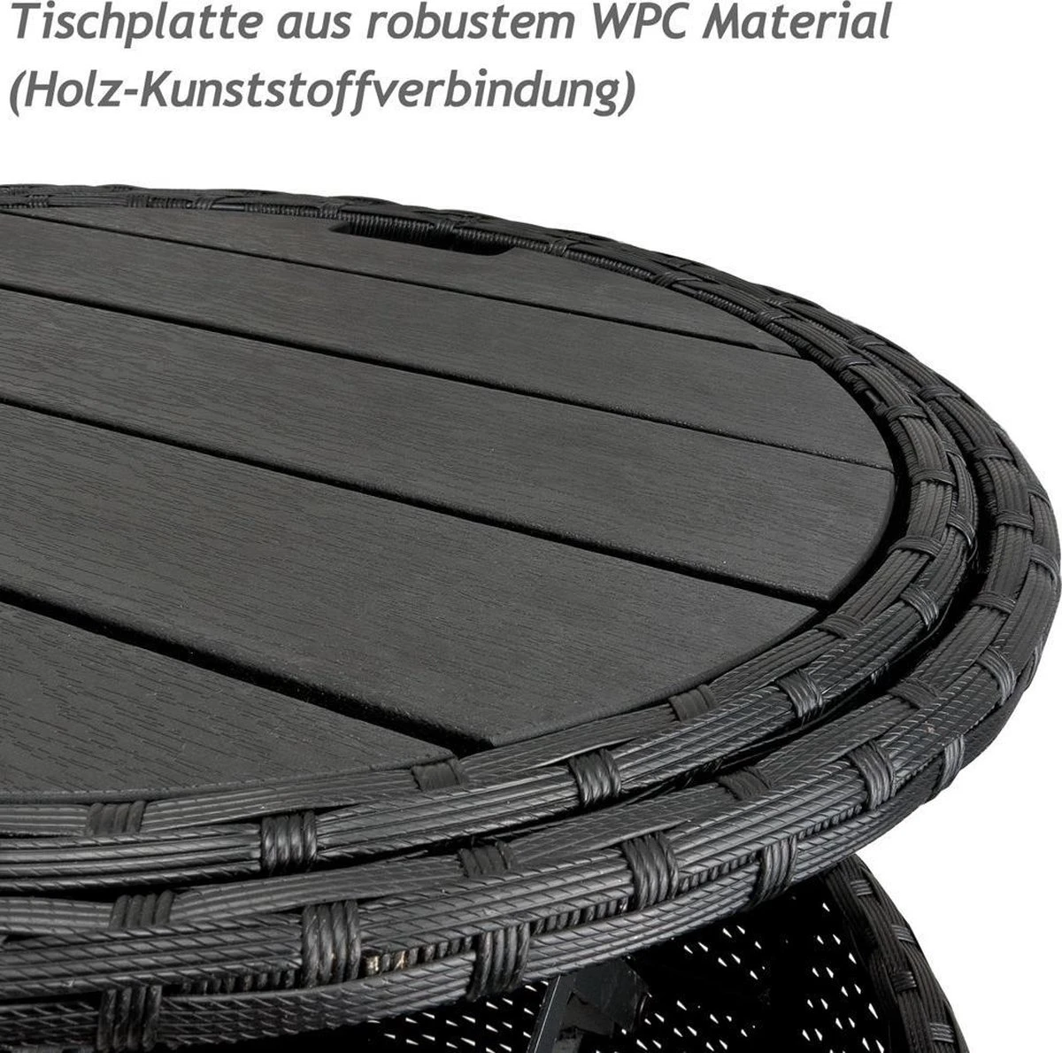 Casaria Polyrattan Zonne-Eiland Ø185cm – Incl. Kussens - Zwart Crème 12 Casaria Polyrattan Zonne-Eiland Ø185cm – Incl. Kussens - Zwart Crème - Afbeelding 12