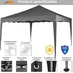Easy Up Partytent - Partytent - Paviljoen - Partytent Opvouwbaar - Partytent 3x3 - Partytent Met Zijwanden - Inclusief Trolley - Waterdicht - UV 50+ Bescherming - Met Ramen - 16 Kg - Staal - Antraciet - 300 X 300 Cm 13 Easy Up Partytent - Partytent - Paviljoen - Partytent Opvouwbaar - Partytent 3x3 - Partytent Met Zijwanden - Inclusief Trolley - Waterdicht - UV 50+ Bescherming - Met Ramen - 16 Kg - Staal - Antraciet - 300 X 300 Cm -Fijne Tuinmeubelwinkel 1200x1191 10