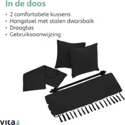 Vita5 XXL Hangstoel - Binnen&Buiten Hangnest - Incl. 2 Kussens En Boekenvak - Volwassenen&Kinderen - Hangmatstoel Tot 225kg - Zwart 21 Vita5 XXL Hangstoel - Binnen&Buiten Hangnest - Incl. 2 Kussens En Boekenvak - Volwassenen&Kinderen - Hangmatstoel Tot 225kg - Zwart -Fijne Tuinmeubelwinkel 1200x1194 1