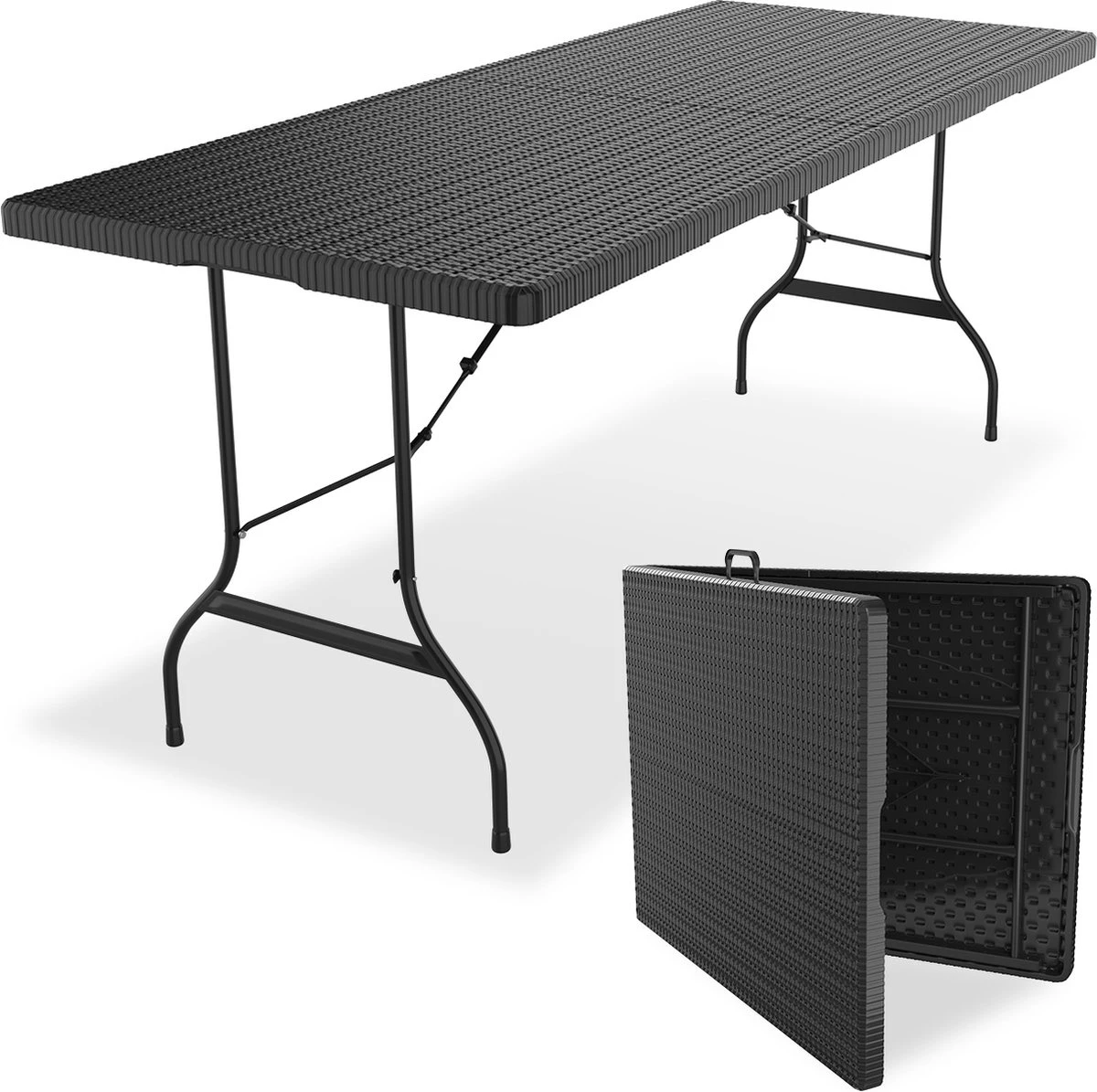 LifeGoods Klaptafel - Inklapbaar - 180 Cm - 6 Tot 8 Personen - Zwart 1 LifeGoods Klaptafel - Inklapbaar - 180 Cm - 6 Tot 8 Personen - Zwart