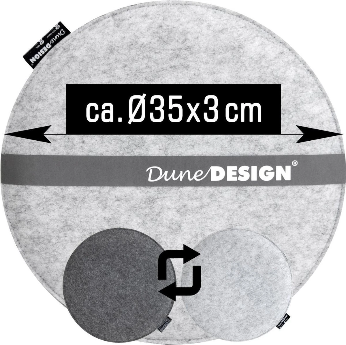30mm Vilten Zitkussen Rond - Ø 35cm Stoelkussen Stoelpad Zacht 2-kleurig Grijs 2 30mm Vilten Zitkussen Rond - Ø 35cm Stoelkussen Stoelpad Zacht 2-kleurig Grijs - Afbeelding 2