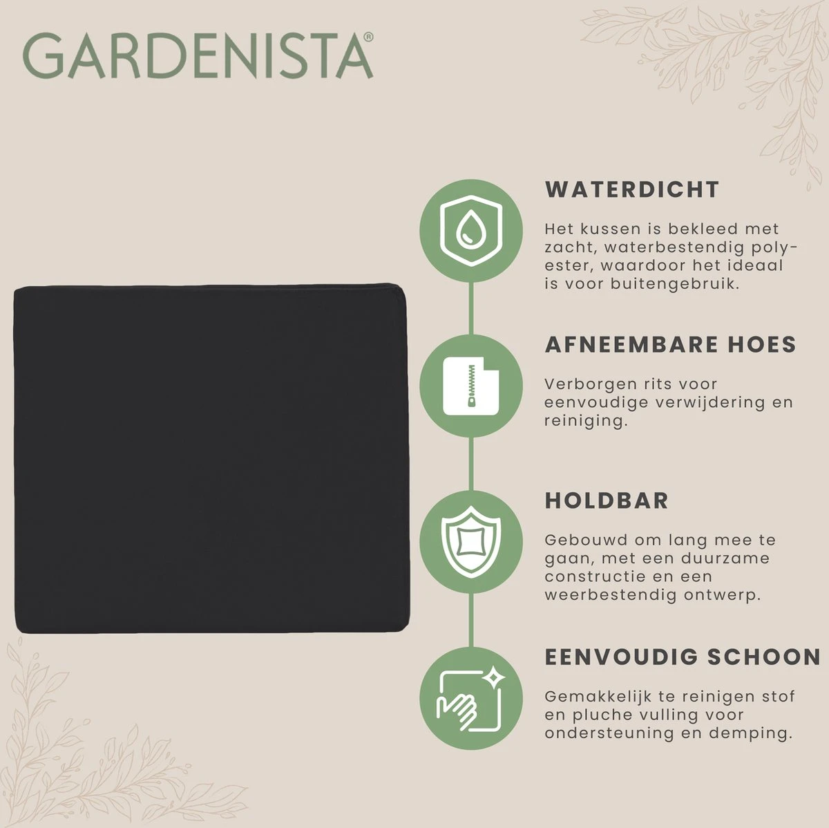 Gardenista Stoelkussen - Waterbestendige Tuinkussens Voor Binnen En Buiten - Zitkussen Met Lint - Kussens Voor Tuinstoel 4 Gardenista Stoelkussen - Waterbestendige Tuinkussens Voor Binnen En Buiten - Zitkussen Met Lint - Kussens Voor Tuinstoel - Afbeelding 4