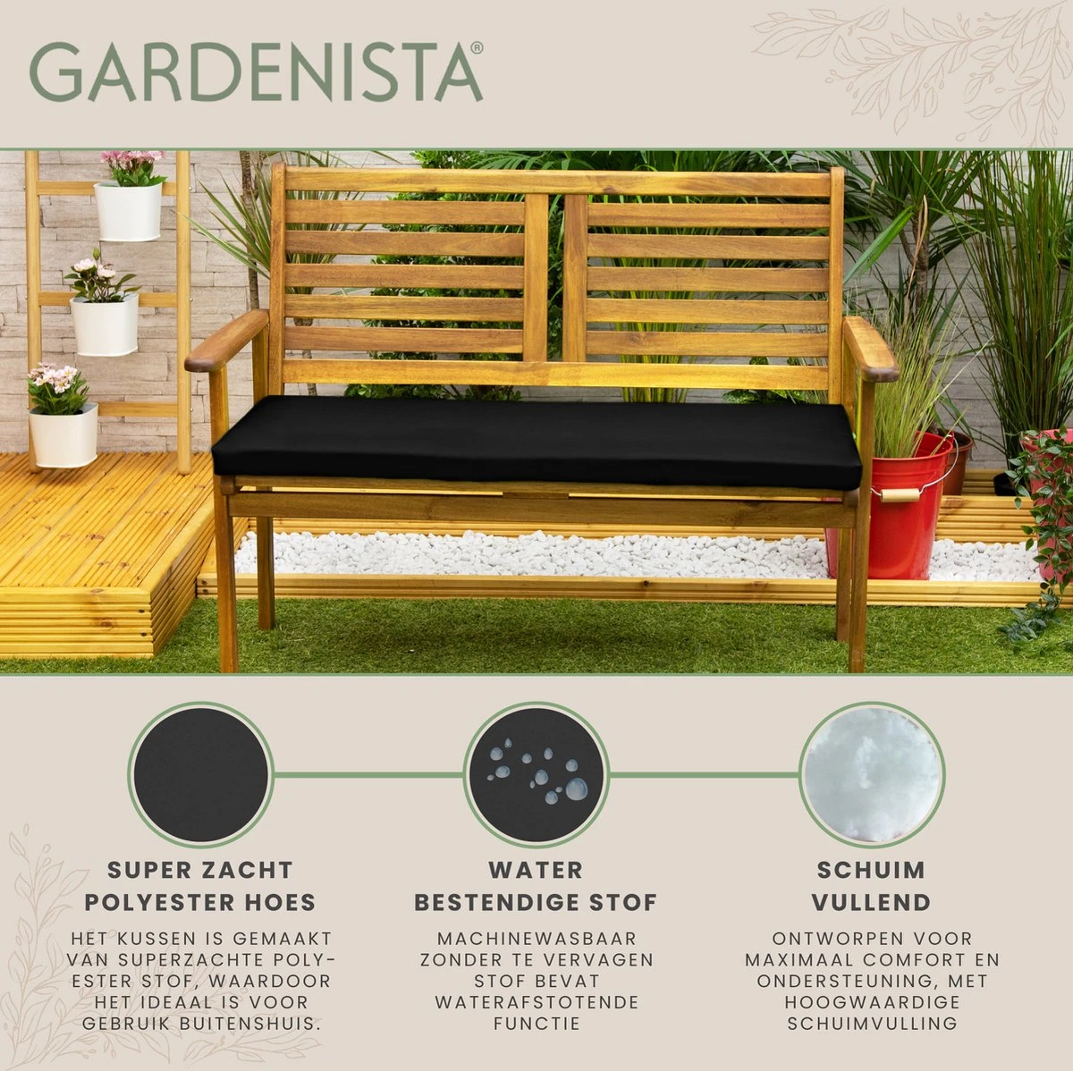 Gardenista Tuinbankkussen - Patio Meubilair Buiten 3-zitter BankKussen Voor Tuin -tuinkussen Voor Tuin Bank - Zachte En Lichtgewicht Waterbestendig Materiaal - 140cm X 47cm 3 Gardenista Tuinbankkussen - Patio Meubilair Buiten 3-zitter BankKussen Voor Tuin -tuinkussen Voor Tuin Bank - Zachte En Lichtgewicht Waterbestendig Materiaal - 140cm X 47cm - Afbeelding 3