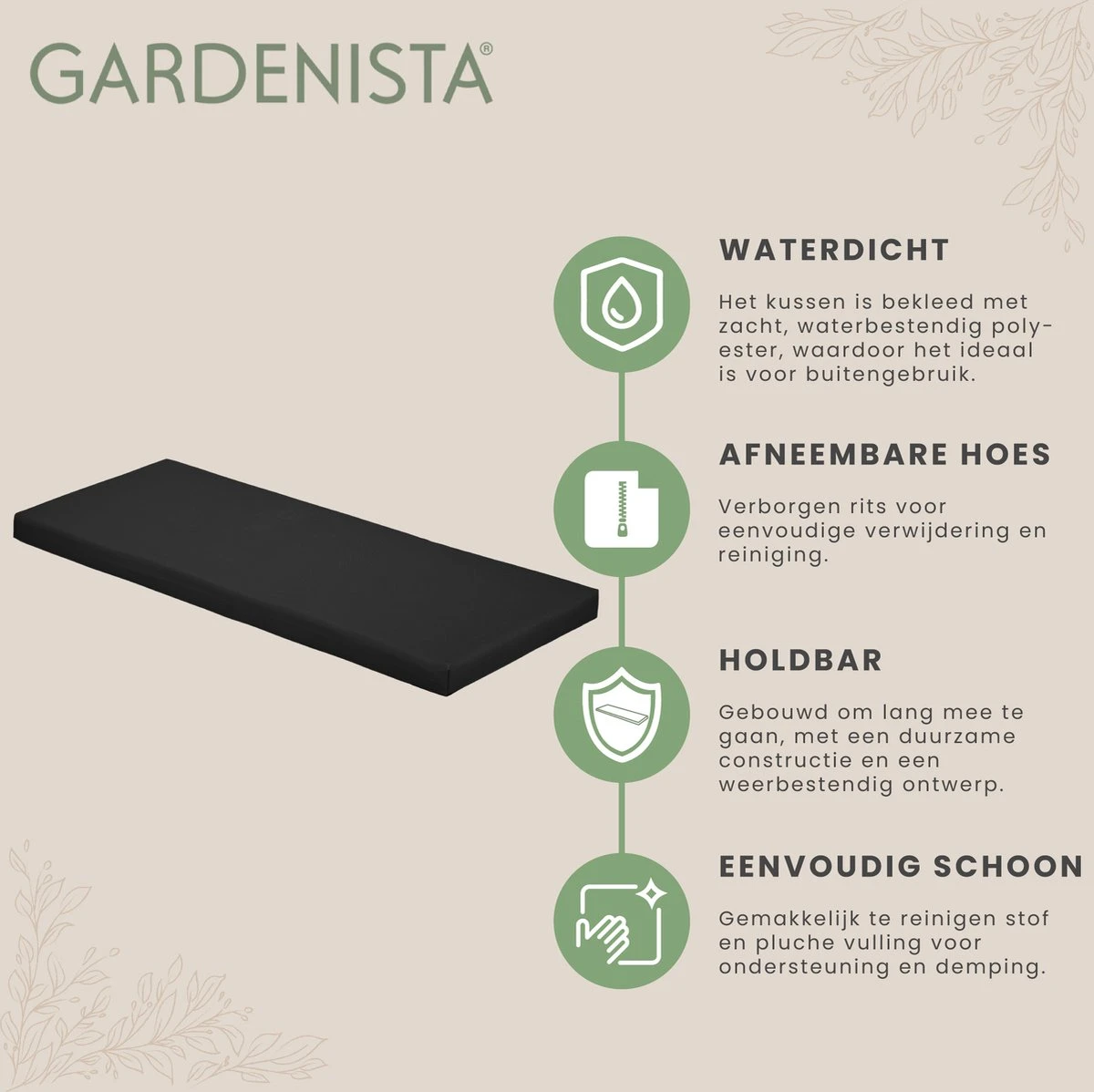 Gardenista Tuinbankkussen - Patio Meubilair Buiten 3-zitter BankKussen Voor Tuin -tuinkussen Voor Tuin Bank - Zachte En Lichtgewicht Waterbestendig Materiaal - 140cm X 47cm 4 Gardenista Tuinbankkussen - Patio Meubilair Buiten 3-zitter BankKussen Voor Tuin -tuinkussen Voor Tuin Bank - Zachte En Lichtgewicht Waterbestendig Materiaal - 140cm X 47cm - Afbeelding 4