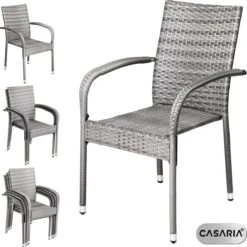 Casaria Polyrattan Tuinstoelen – 4 Stuks Stapelbaar – Grijs 14 Casaria Polyrattan Tuinstoelen – 4 Stuks Stapelbaar – Grijs -Fijne Tuinmeubelwinkel 1200x1198 5