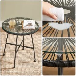 Songmics Balkonmeubilair, Tuinmeubelset, Set Van 3, Zitgroep, Terrasmeubilair, Glazen Tafelblad, 2 Stoelen, Voor Binnen En Buiten, Voor Patio, Tuin, Balkon, Buiten, Zwart GGF013B02 -Fijne Tuinmeubelwinkel 1200x1199 14