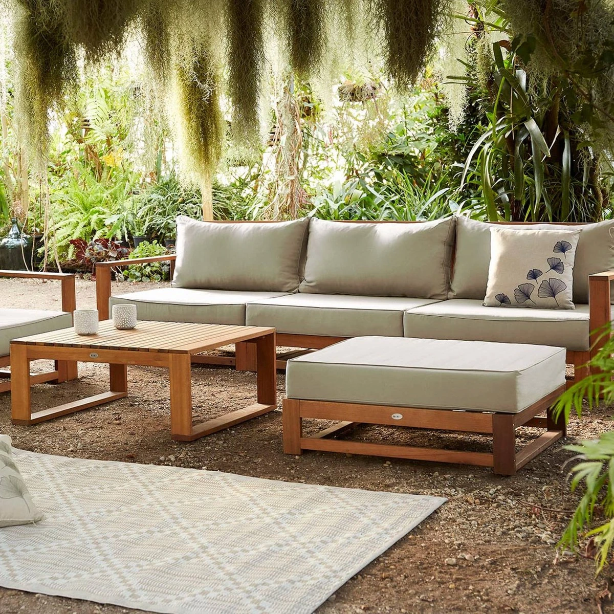 Alice's Garden Loungeset Mendoza - Acacia - 5 Plaatsen - Beige 5 Alice's Garden Loungeset Mendoza - Acacia - 5 Plaatsen - Beige - Afbeelding 5
