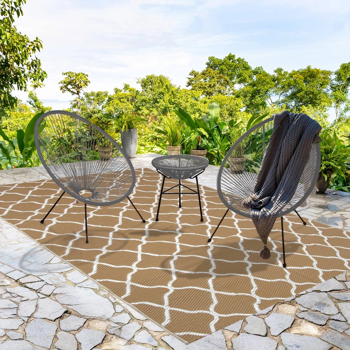 LifeGoods Acapulco Bistroset - 3-Delig - Tuinset Met Bijzettafel - Grijs 6 LifeGoods Acapulco Bistroset - 3-Delig - Tuinset Met Bijzettafel - Grijs - Afbeelding 6