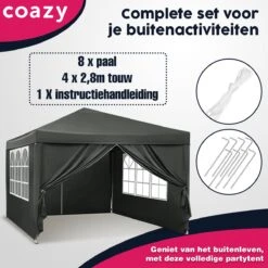 Waterdichte Partytent 3x3 Meter Opvouwbaar Met Zijwanden- Paviljoen Met Zijpanelen - Easy Up - Pop-up Tent Met Haringen, Touw En Anti Slip Poten 11 Waterdichte Partytent 3x3 Meter Opvouwbaar Met Zijwanden- Paviljoen Met Zijpanelen - Easy Up - Pop-up Tent Met Haringen, Touw En Anti Slip Poten -Fijne Tuinmeubelwinkel 1200x1200 1193