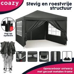 Waterdichte Partytent 3x3 Meter Opvouwbaar Met Zijwanden- Paviljoen Met Zijpanelen - Easy Up - Pop-up Tent Met Haringen, Touw En Anti Slip Poten 14 Waterdichte Partytent 3x3 Meter Opvouwbaar Met Zijwanden- Paviljoen Met Zijpanelen - Easy Up - Pop-up Tent Met Haringen, Touw En Anti Slip Poten -Fijne Tuinmeubelwinkel 1200x1200 1196