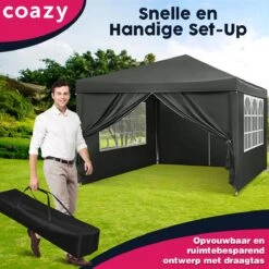Waterdichte Partytent 3x3 Meter Opvouwbaar Met Zijwanden- Paviljoen Met Zijpanelen - Easy Up - Pop-up Tent Met Haringen, Touw En Anti Slip Poten 16 Waterdichte Partytent 3x3 Meter Opvouwbaar Met Zijwanden- Paviljoen Met Zijpanelen - Easy Up - Pop-up Tent Met Haringen, Touw En Anti Slip Poten -Fijne Tuinmeubelwinkel 1200x1200 1198