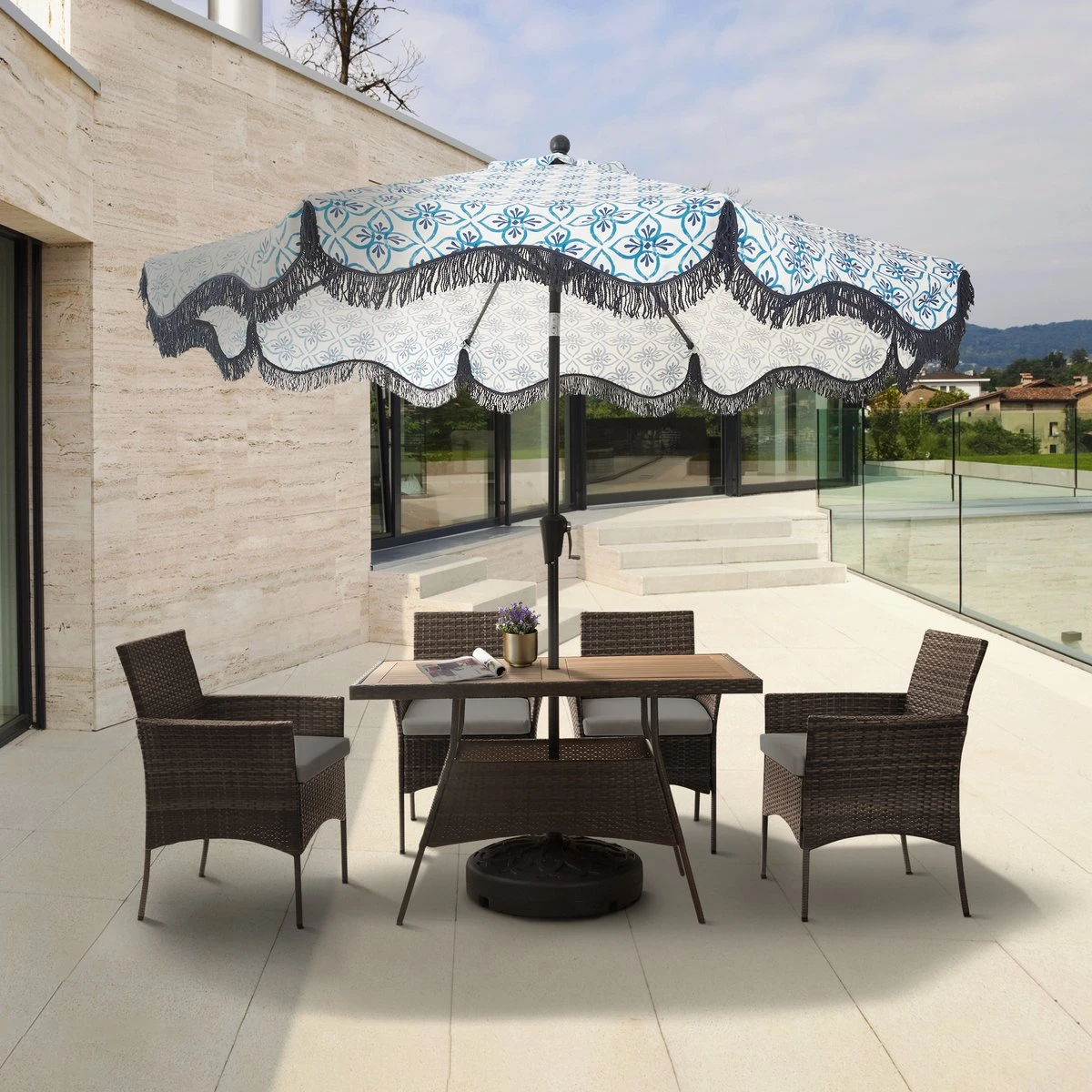 Teamson Home 5-Delig Diningset - Tuinset - Tuinmeubelen - Tafel En 4 Stoelen - Voor Maximaal 4 Personen - Massief Houten Tafelblad - Bruin - 244 X 132 X 84 (cm) 5 Teamson Home 5-Delig Diningset - Tuinset - Tuinmeubelen - Tafel En 4 Stoelen - Voor Maximaal 4 Personen - Massief Houten Tafelblad - Bruin - 244 X 132 X 84 (cm) - Afbeelding 5