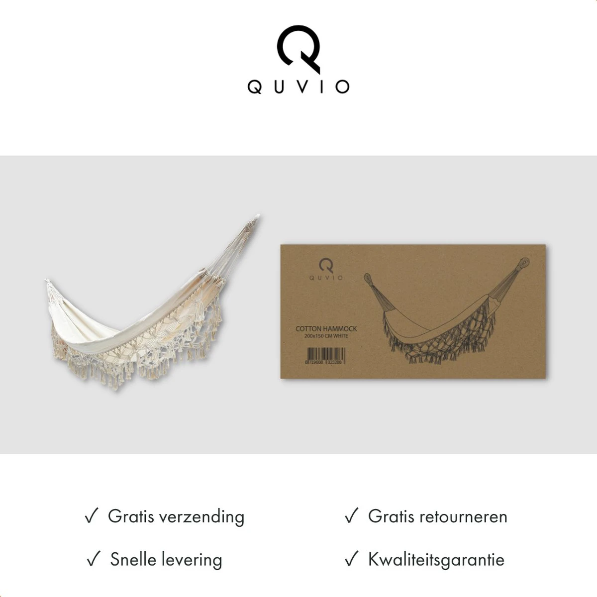 QUVIO Hangmat Voor In De Tuin - Tuinstoelen - Reishangmat Voor Camping, Outdoor En Reizen - Hamock - Katoen Ademend - Maximale Belasting Van 250KG - Lig Oppervlak Van 180 Cm - Geschikt Voor 1 Persoon - Beige 7 QUVIO Hangmat Voor In De Tuin - Tuinstoelen - Reishangmat Voor Camping, Outdoor En Reizen - Hamock - Katoen Ademend - Maximale Belasting Van 250KG - Lig Oppervlak Van 180 Cm - Geschikt Voor 1 Persoon - Beige - Afbeelding 7