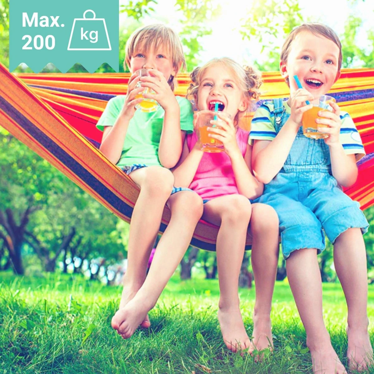 Dubbele Hangmat Rood - 1 Of 2 Persoons - Lig Oppervlak 190x150cm - Lengte 260cm 2 Dubbele Hangmat Rood - 1 Of 2 Persoons - Lig Oppervlak 190x150cm - Lengte 260cm - Afbeelding 2