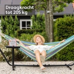 Vita5 Hangmat Met Standaard – 2 Persoons – Incl. Bekerhouder – 205kg Draaggewicht – Groen/Blauw 17 Vita5 Hangmat Met Standaard – 2 Persoons – Incl. Bekerhouder – 205kg Draaggewicht – Groen/Blauw -Fijne Tuinmeubelwinkel 1200x1200 1359