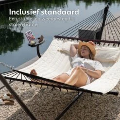 Vita5 Hangmat Met Standaard En Spreidstok – 2 Persoons – Incl. Bekerhouder - Afneembaar Kussen – Uv-bestendig – Beige 14 Vita5 Hangmat Met Standaard En Spreidstok – 2 Persoons – Incl. Bekerhouder - Afneembaar Kussen – Uv-bestendig – Beige -Fijne Tuinmeubelwinkel 1200x1200 1364