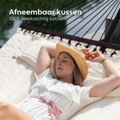 Vita5 Hangmat Met Standaard En Spreidstok – 2 Persoons – Incl. Bekerhouder - Afneembaar Kussen – Uv-bestendig – Beige 16 Vita5 Hangmat Met Standaard En Spreidstok – 2 Persoons – Incl. Bekerhouder - Afneembaar Kussen – Uv-bestendig – Beige -Fijne Tuinmeubelwinkel 1200x1200 1366