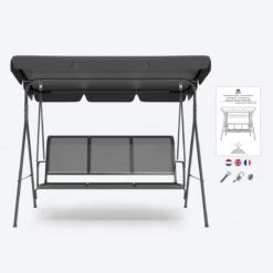 LifeGoods Schommelbank - 3-zits - Tot 250KG - Kantelbaar Dak - UV-bestendig Zonnescherm - 172x104x162cm - Grijs 16 LifeGoods Schommelbank - 3-zits - Tot 250KG - Kantelbaar Dak - UV-bestendig Zonnescherm - 172x104x162cm - Grijs -Fijne Tuinmeubelwinkel 1200x1200 184