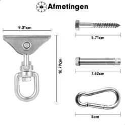 Luxe Ophangsysteem - 180° Schommelen, 360° Roteerbaar - Plafondhaak - Ophanghaak - Hangstoel Buiten - Hangstoel Binnen – Schommelstoel - Schommel - Bokszakken - RVS - Nederlandse Handleiding - -Fijne Tuinmeubelwinkel 1200x1200 229