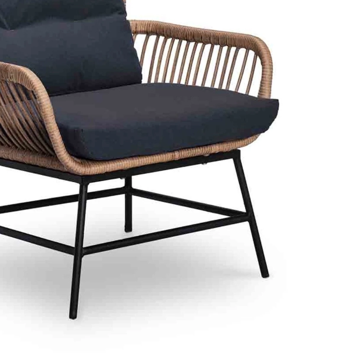 BUITEN Living Dex Wicker Loungestoel Tuin Incl. Wicker Voetenbank | Wicker + Aluminium | Bamboe Antraciet 12 BUITEN Living Dex Wicker Loungestoel Tuin Incl. Wicker Voetenbank | Wicker + Aluminium | Bamboe Antraciet - Afbeelding 12