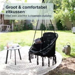 Vita5 Macramé Hangstoel - Voor Binnen En Buiten - Zonder Standaard - Incl. Kussen, Boekenvak En Beschermhoes - Tot 150kg - Zwart 18 Vita5 Macramé Hangstoel - Voor Binnen En Buiten - Zonder Standaard - Incl. Kussen, Boekenvak En Beschermhoes - Tot 150kg - Zwart -Fijne Tuinmeubelwinkel 1200x1200 253