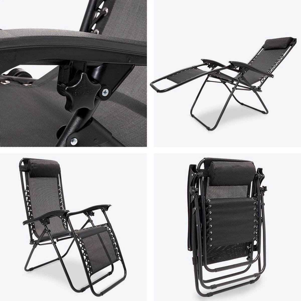 LifeGoods Opvouwbare Tuinstoelen - Verstelbaar Zonnescherm - 2 Stuks - 30°-90° Verstelbaar - Metaal - Zwart 8 LifeGoods Opvouwbare Tuinstoelen - Verstelbaar Zonnescherm - 2 Stuks - 30°-90° Verstelbaar - Metaal - Zwart - Afbeelding 8